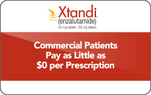The XTANDI Patient Savings Program - Commercial Patients Pay as Little as $0 per Perscription. Xtandi (enzalutamide) Risk info.